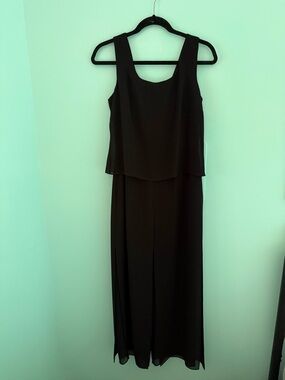 Patra Black Sleeveless Layered Evening Romper